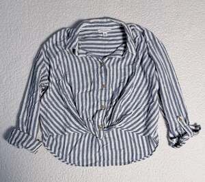 Beachlunchlounge Collection Striped Tie-Front Button Down Shirt Size M
